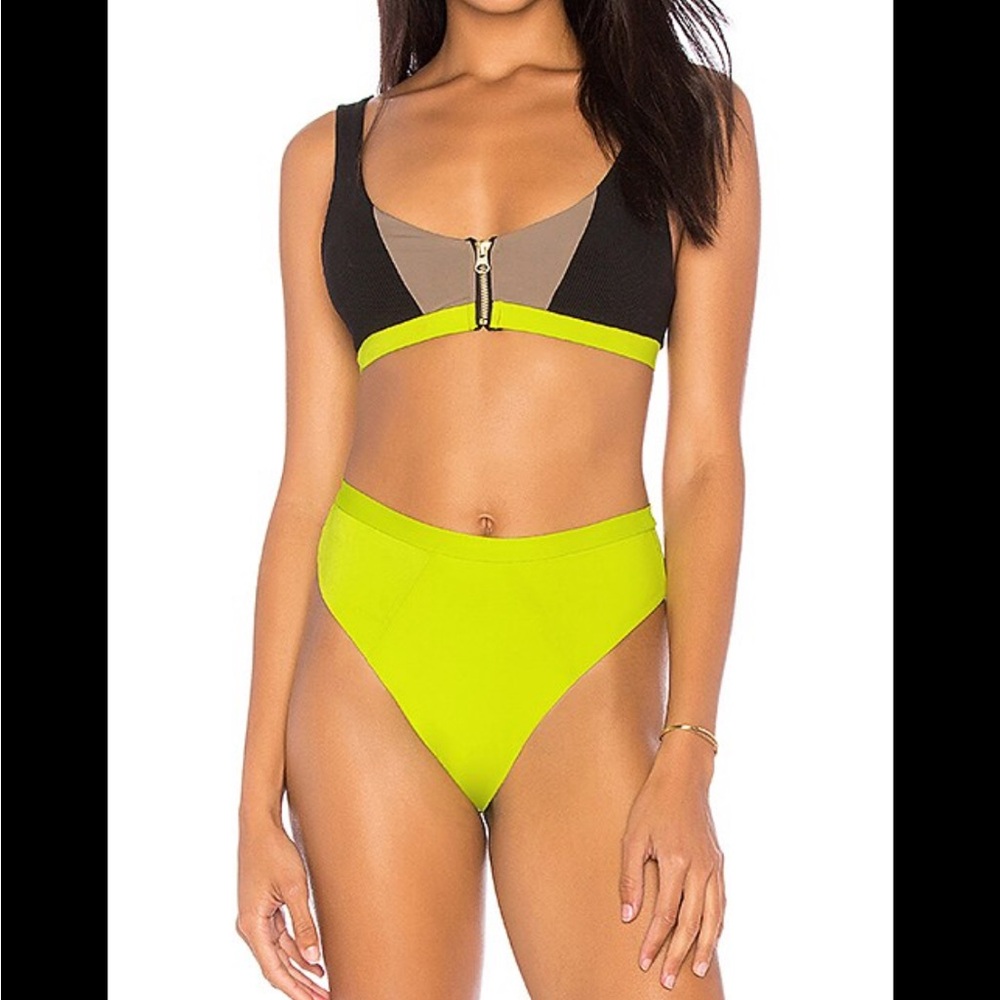 Beach bunny Bllt endless summer xxl top w zipper. NWT black lime green and olive - Picture 2 of 7